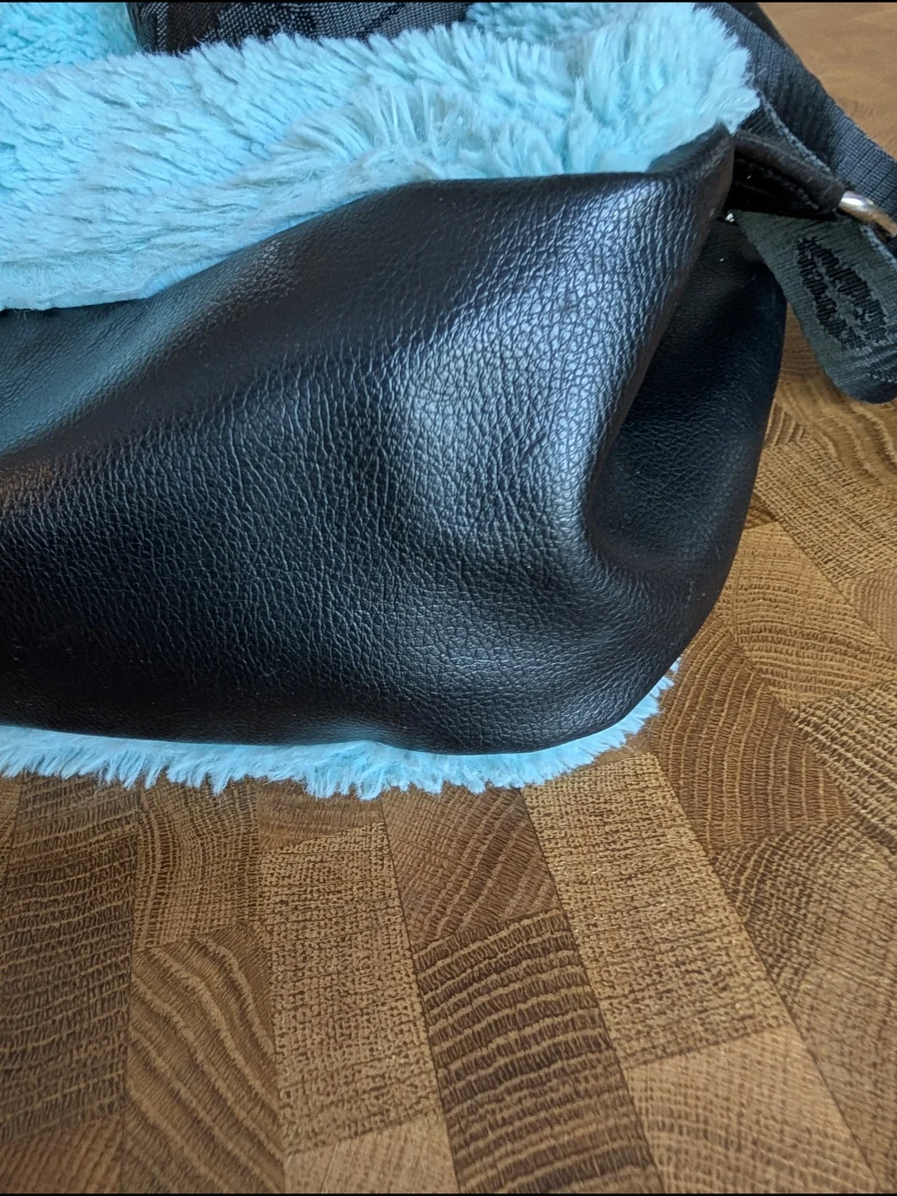 Betsey Johnson Fuzzy Furry Hoodie Backpack Plush Sky Blue